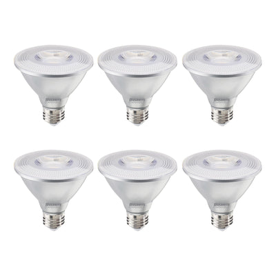 PAR30SN 10W Dimmable LED Light Bulb with E26 Base, 3000K, 830 Lumens, Flood, 6-Pack