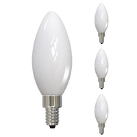 B11 5W Dimmable Milky Filament LED Light Bulb with E12 Base, 2700K, 500 Lumens, 4-Pack