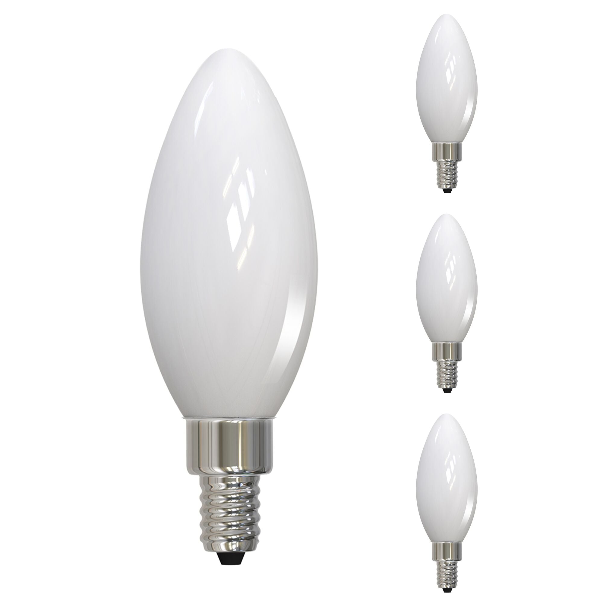 B11 5W Dimmable Milky Filament LED Light Bulb with E12 Base, 2700K, 500 Lumens, 4-Pack