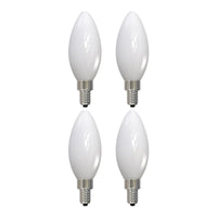 B11 5W Dimmable Milky Filament LED Light Bulb with E12 Base, 3000K, 500 Lumens, 4-Pack
