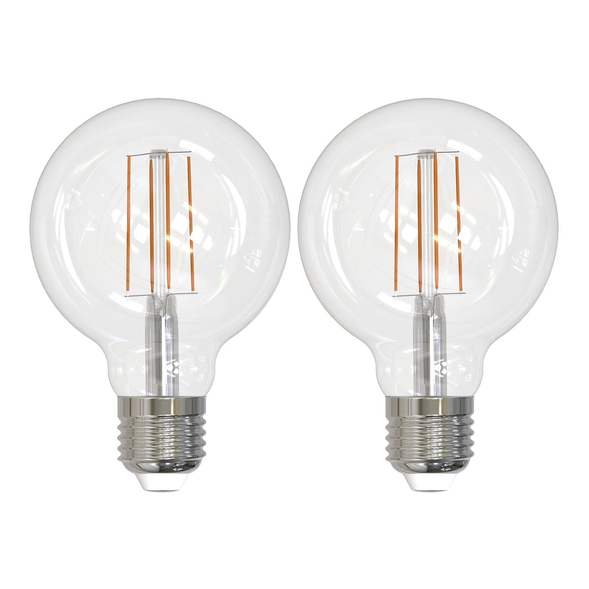 G25 8.5W Dimmable Clear Filament LED Light Bulb with E26 Base, 3000K, 800 Lumens, 2-Pack