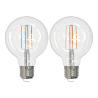 G25 8.5W Dimmable Clear Filament LED Light Bulb with E26 Base, 3000K, 800 Lumens, 2-Pack