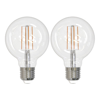 G25 8.5W Dimmable Clear Filament LED Light Bulb with E26 Base, 3000K, 800 Lumens, 2-Pack