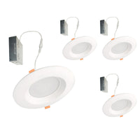 6-inch White Round - Smooth Trim 14W Dimmable LED J-Box Recessed Downlight, 5 CCT - 27/30/35/40/50K, 1100 Lumens, 4-Pack