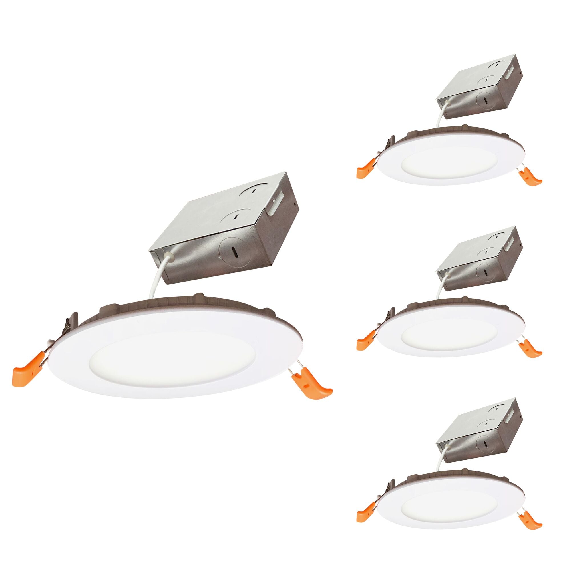 4-inch White Round - Smooth Trim 12W Dimmable LED J-Box Recessed Downlight, 4000K, 1100 Lumens, 4-Pack