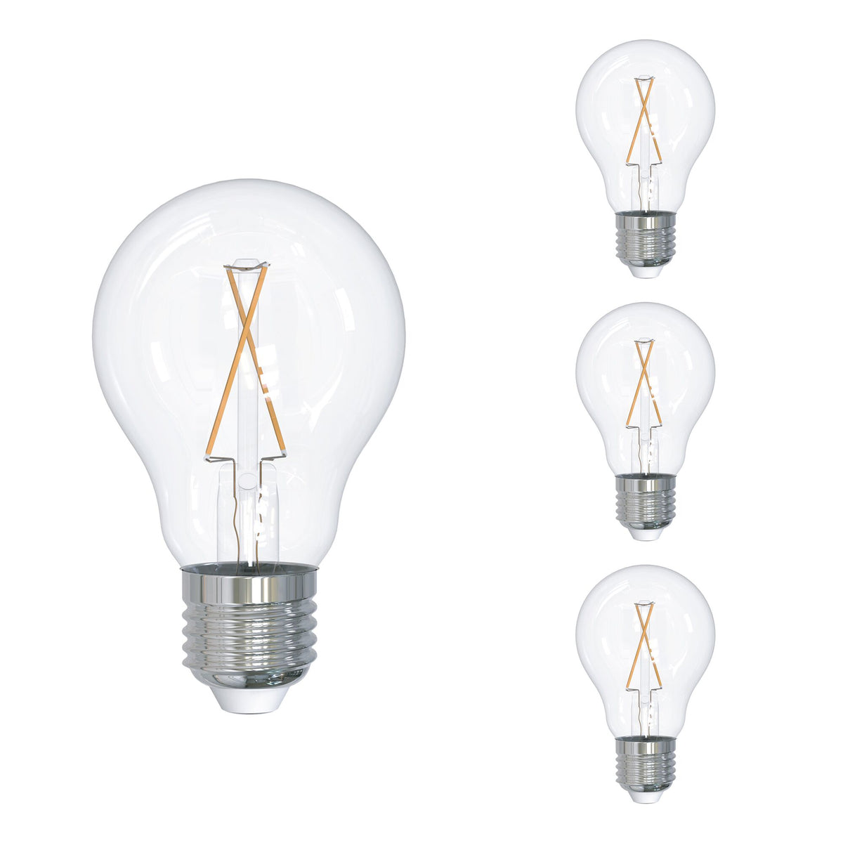 A19 2.5W Dimmable Clear Filament LED Light Bulb with E26 Base, 2700K, 250 Lumens, 6-Pack, 25W Equivalent