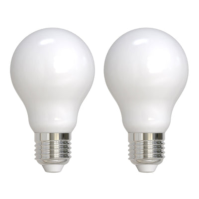 A19 8.5W Dimmable Milky Filament LED Light Bulb with E26 Base, 3000K, 800 Lumens, 2-Pack