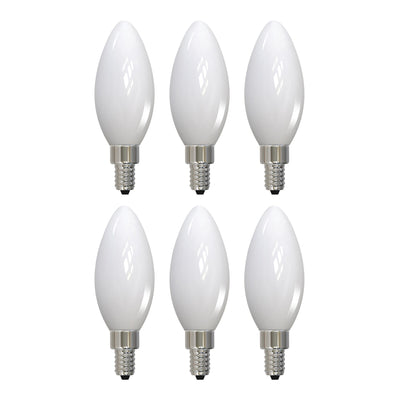 B11 4.5W Dimmable Milky Filament LED Light Bulb with E12 Base, 3000K, 400 Lumens, 4-Pack