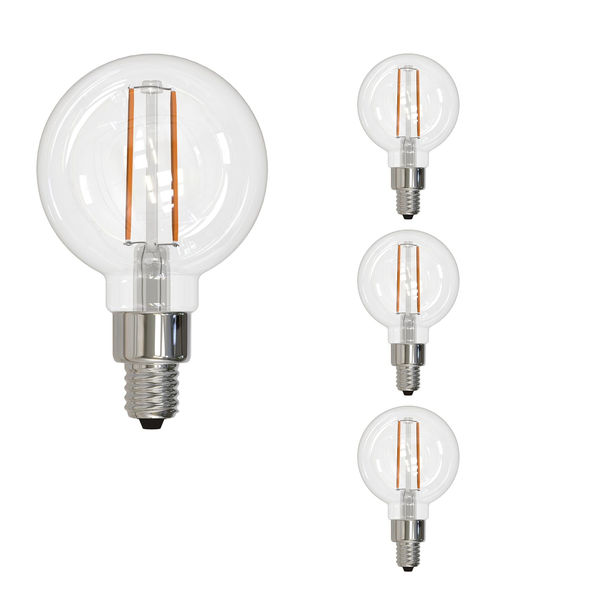 G16 2.5W Dimmable Clear Filament LED Light Bulb with E12 Base, 2700K, 250 Lumens, 4-Pack