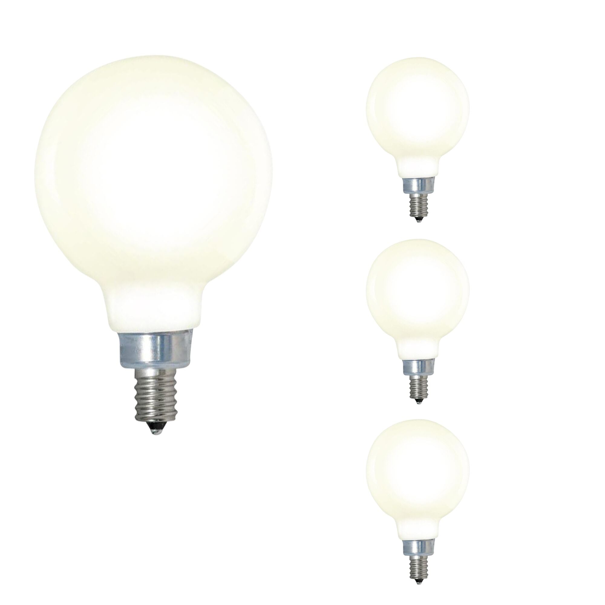 G16 4W Dimmable Milky Filament LED Light Bulb with E12 Base, 3000K, 360 Lumens, 4-Pack