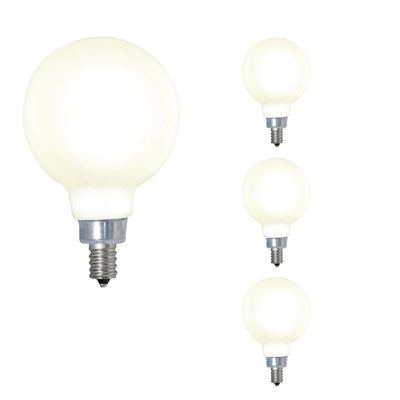 G16 4W Dimmable Milky Filament LED Light Bulb with E12 Base, 3000K, 360 Lumens, 4-Pack
