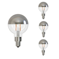 G16 2.5W Dimmable Half Chrome Filament LED Light Bulb with E12 Base, 2700K, 200 Lumens, 4-Pack