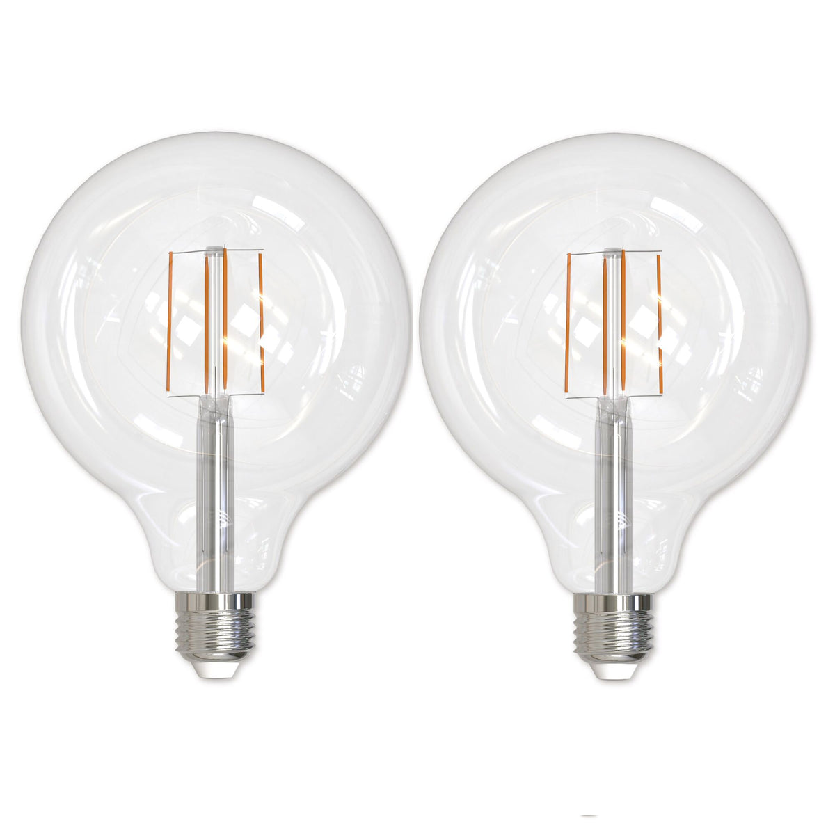 G40 8.5W Dimmable Clear Filament LED Light Bulb with E26 Base, 3000K, 800 Lumens, 2-Pack