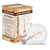 G40 8.5W Dimmable Clear Filament LED Light Bulb with E26 Base, 3000K, 800 Lumens, 2-Pack