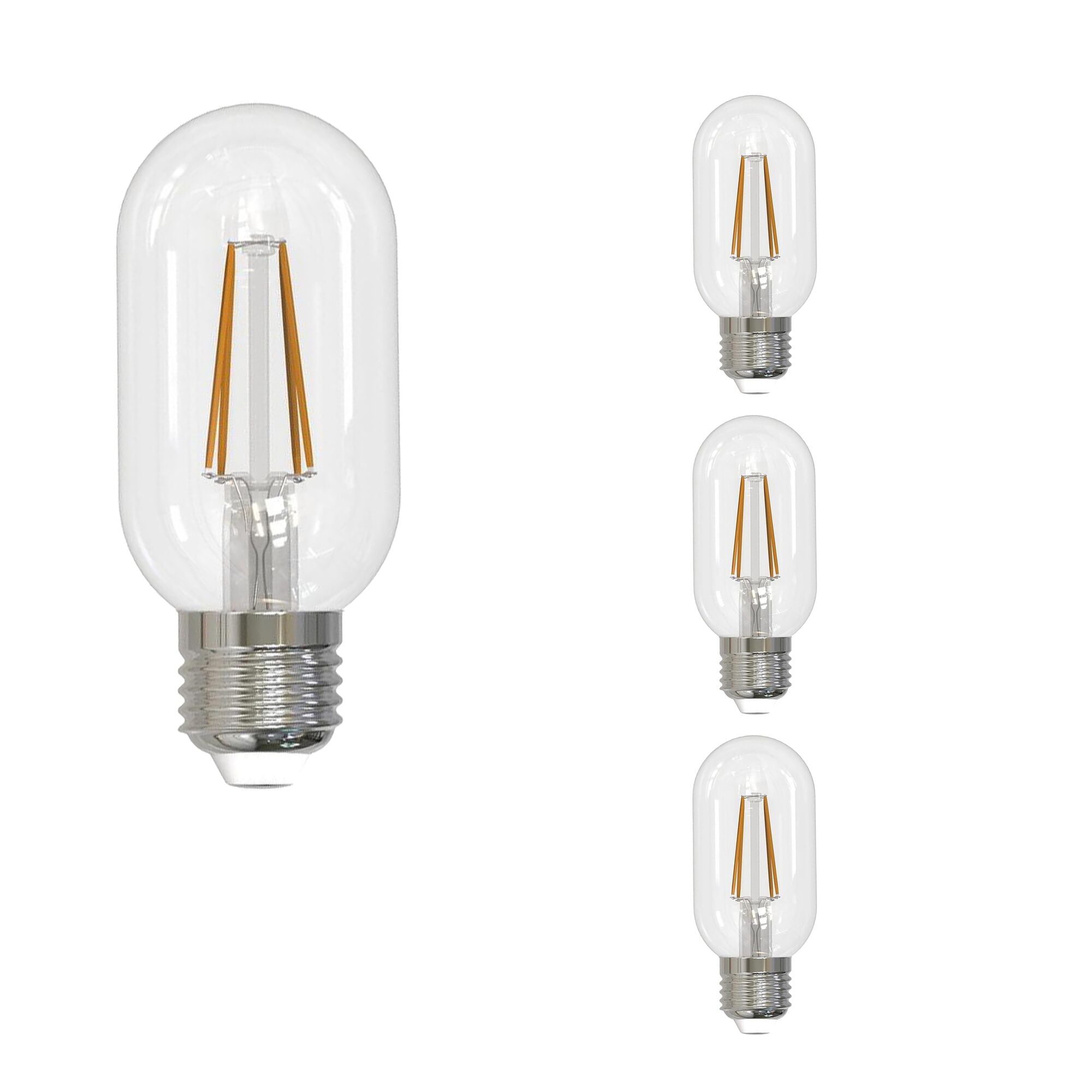 T14 5W Dimmable Clear Filament LED Light Bulb with E26 Base, 3000K, 450 Lumens, 4-Pack