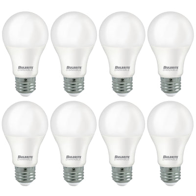 A19 9W Dimmable Frost LED Light Bulb with E26 Base, 5000K, 800 Lumens, 8-Pack