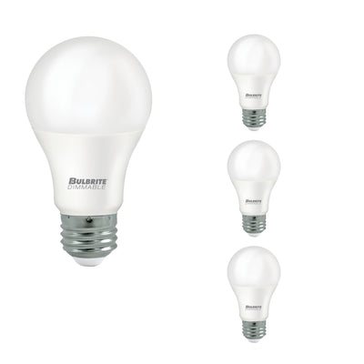 A19 11W Dimmable Frost LED Light Bulb with E26 Base, 3000K, 1100 Lumens, 4-Pack