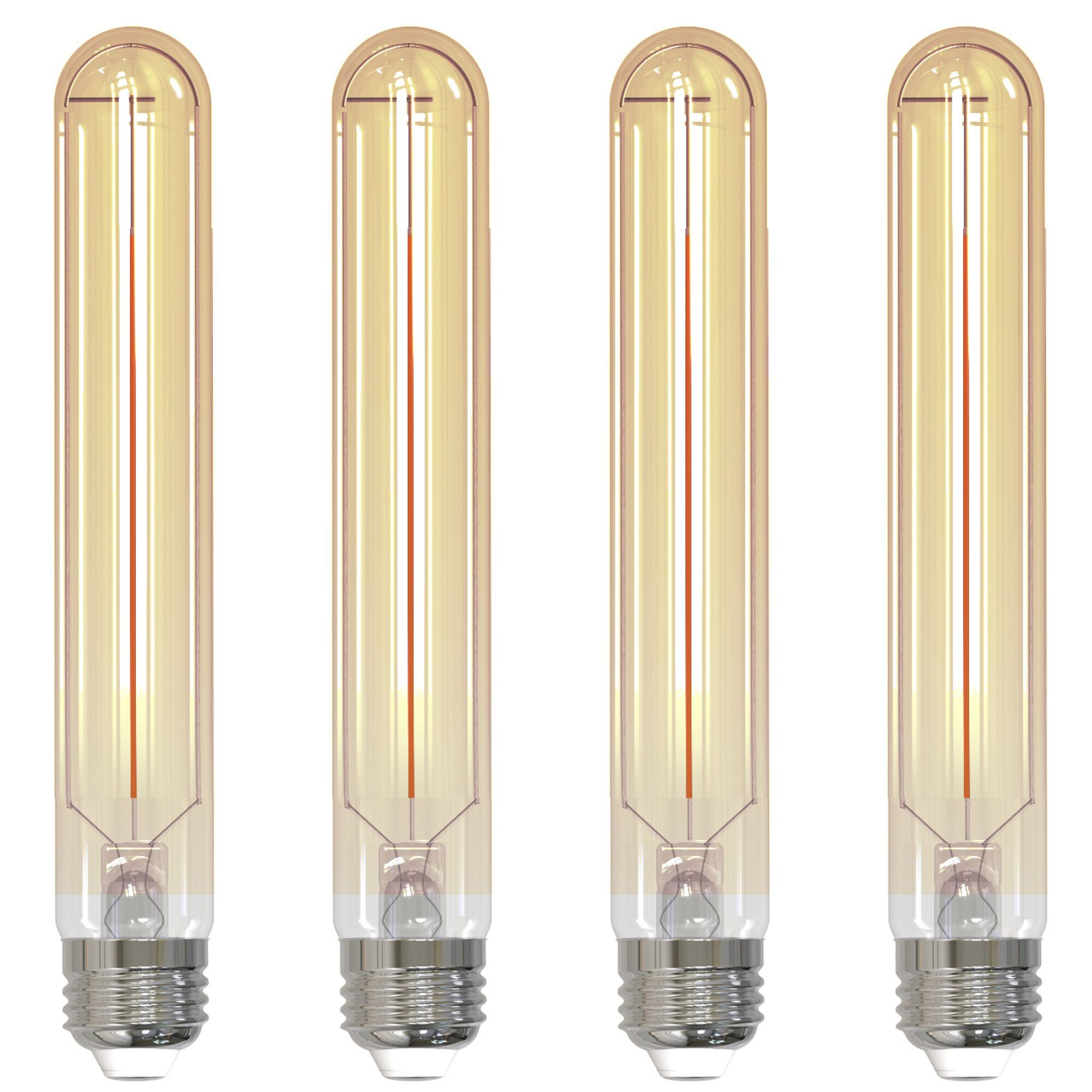 T9 5W Dimmable Amber Filament LED Light Bulb with E26 Base, 2100K, 250 Lumens, 4-Pack