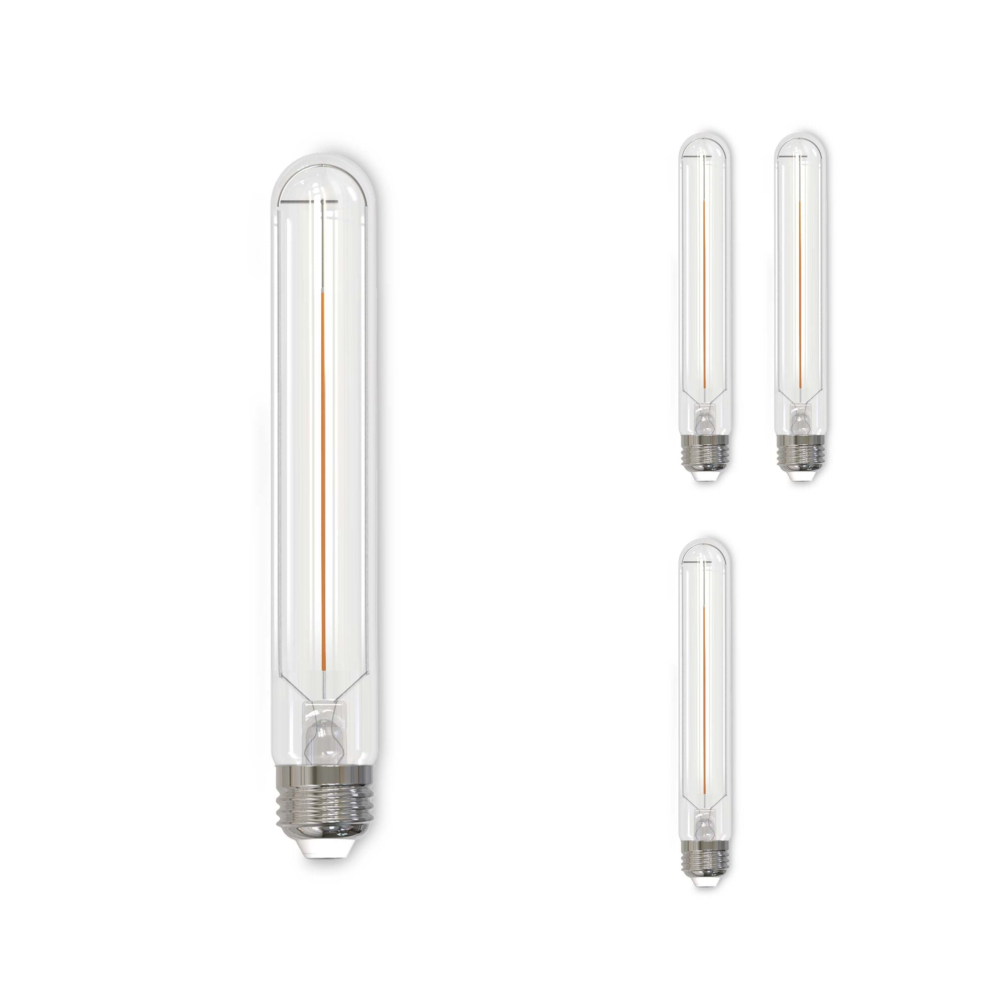 T9 7.5-inch 3W Dimmable Clear Filament LED Light Bulb with E26 Base, 2700K, 250 Lumens, 4-Pack