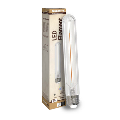 T9 5W Dimmable Clear Filament LED Light Bulb with E26 Base, 3000K, 250 Lumens, 4-Pack