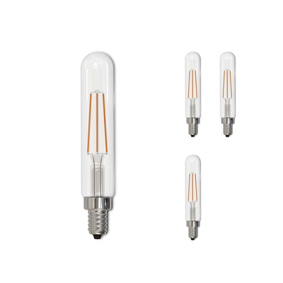 T8 4.5W Dimmable Clear Filament LED Light Bulb with E12 Base, 2700K, 450 Lumens, 4-Pack