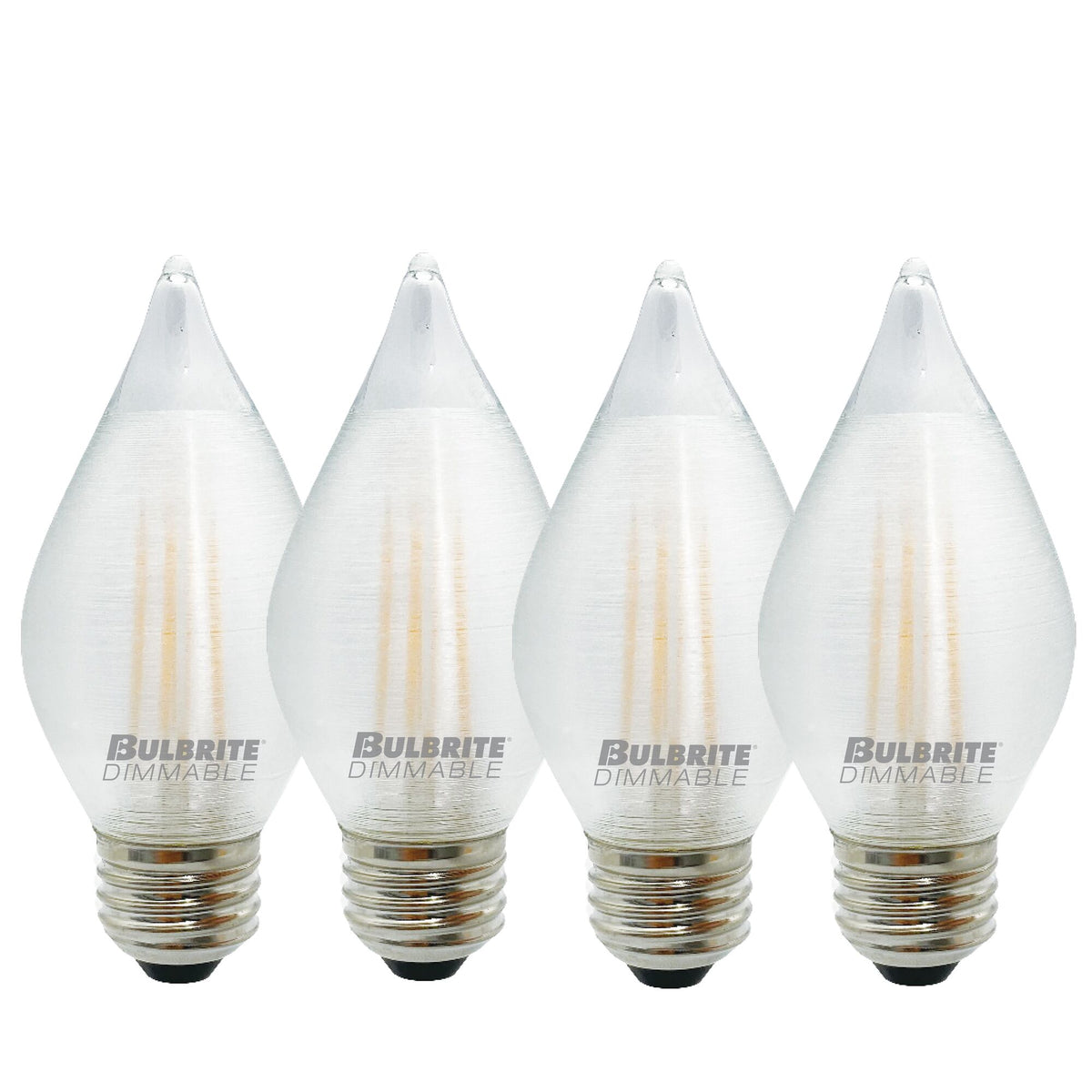 C15 4W Dimmable Satin Filament LED Light Bulb with E26 Base, 2700K, 350 Lumens, 4-Pack