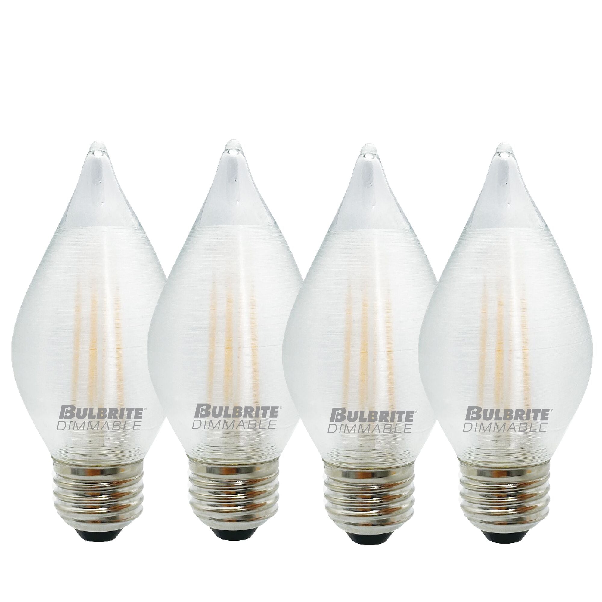 C15 4W Dimmable Satin Filament LED Light Bulb with E26 Base, 2700K, 350 Lumens, 4-Pack