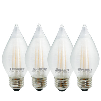 C15 4W Dimmable Satin Filament LED Light Bulb with E26 Base, 2700K, 350 Lumens, 4-Pack