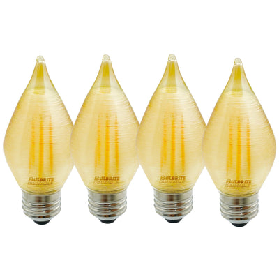 C15 4W Dimmable Amber Filament LED Light Bulb with E26 Base, 2100K, 250 Lumens, 4-Pack