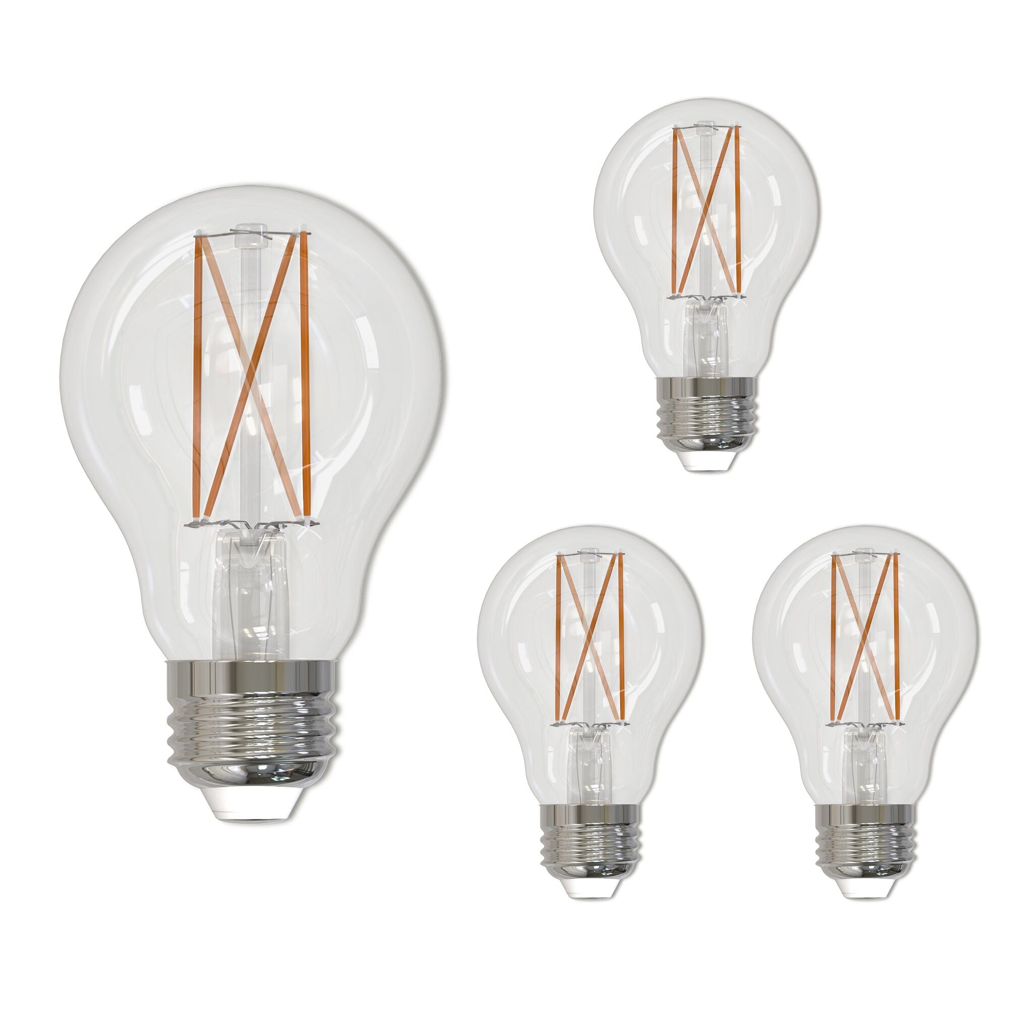 A19 14W Dimmable Clear Filament LED Light Bulb with E26 Base, 3000K, 1600 Lumens, 4-Pack