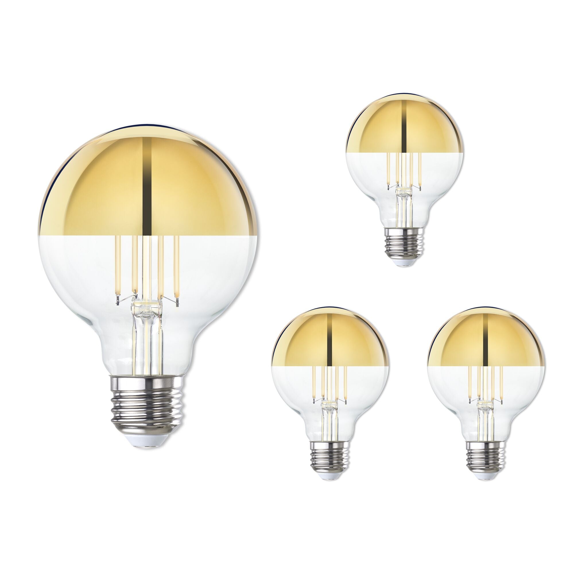 G25 4.5W Dimmable Half Gold Filament LED Light Bulb with E26 Base, 2700K, 350 Lumens, 4-Pack