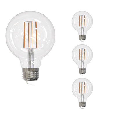 G25 13W Dimmable Clear Filament LED Light Bulb with E26 Base, 3000K, 1400 Lumens, 4-Pack