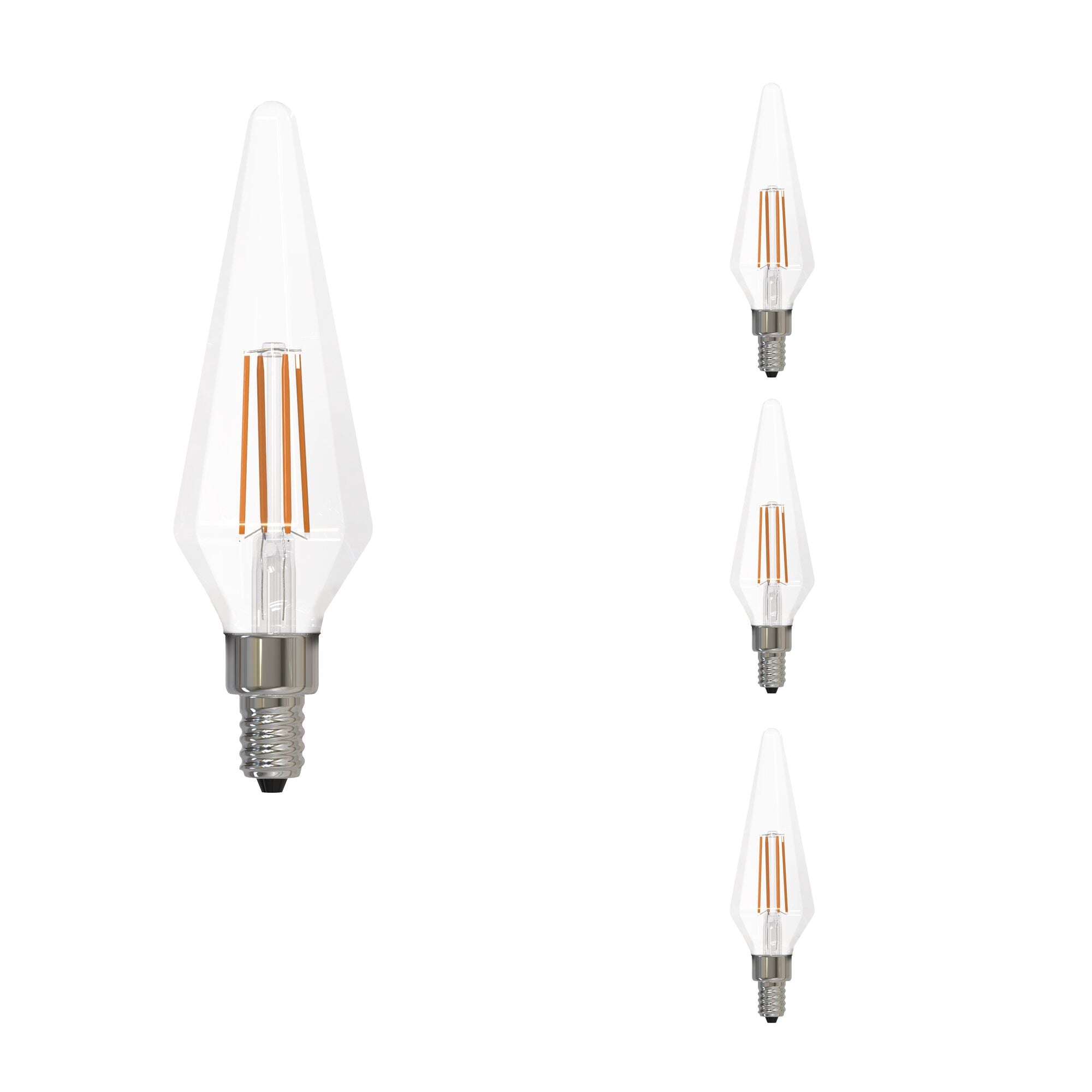 Prism 4W Dimmable Clear Filament LED Light Bulb with E12 Base, 3000K, 350 Lumens, 4-Pack