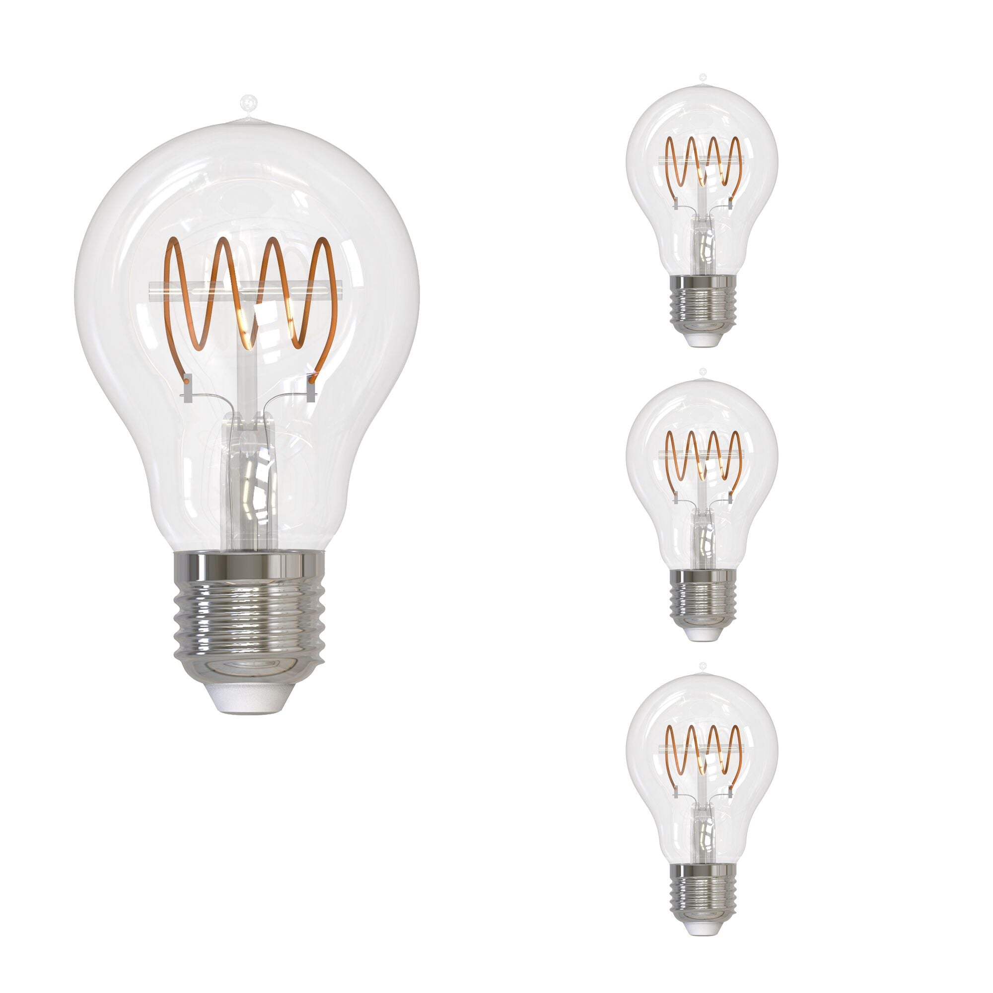 A19 4.5W Dimmable Clear Filament LED Light Bulb with E26 Base, 2100K, 350 Lumens, 4-Pack