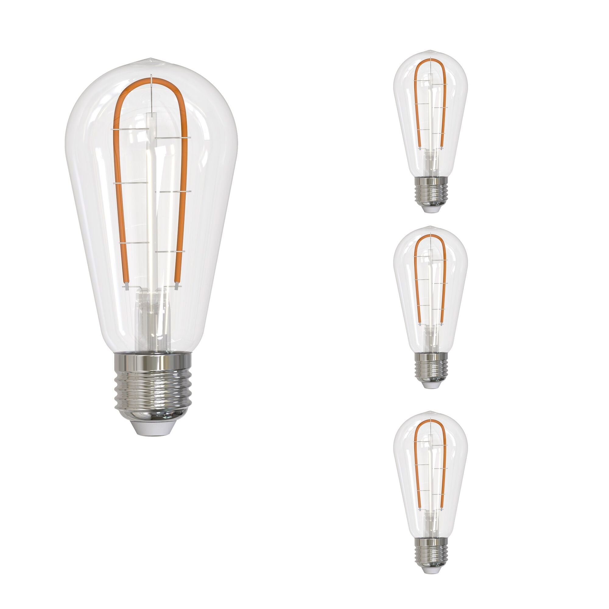 ST18 3W Dimmable Clear Filament LED Light Bulb with E26 Base, 2100K, 230 Lumens, 4-Pack