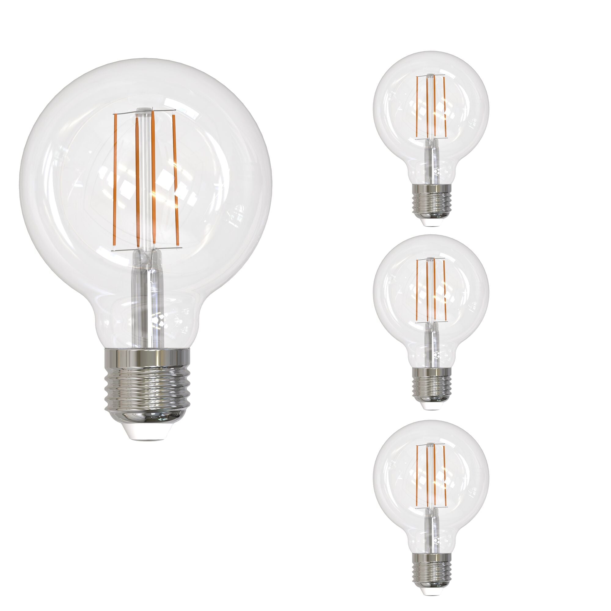 G25 8.5W Dimmable Clear Filament LED Light Bulb with E26 Base, 3000K, 800 Lumens, 4-Pack