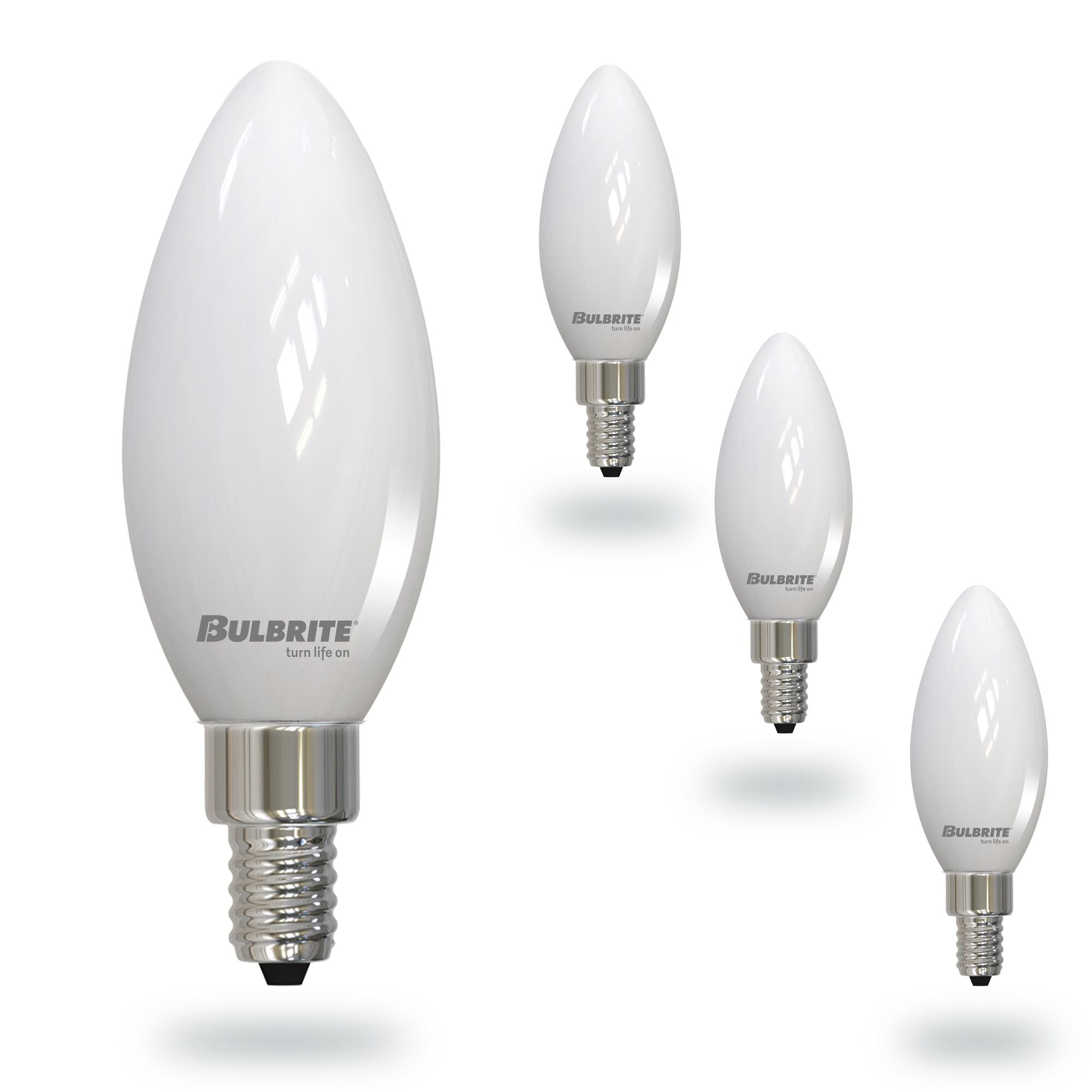 Warm Dims B11 5W Dimmable Milky Filament LED Light Bulb with E12 Base, 3000K-1800K, 500 Lumens, 4-Pack