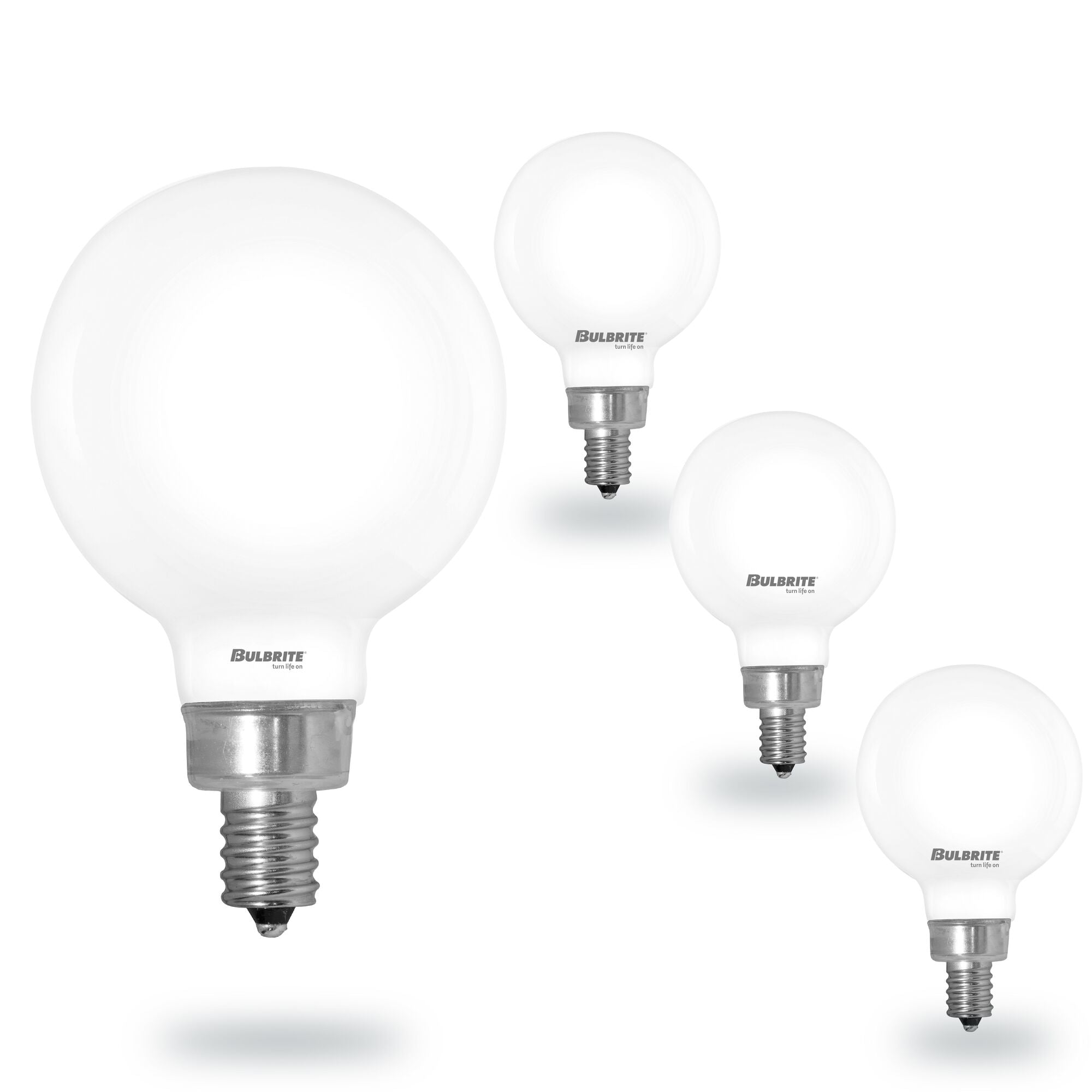 Warm Dims G16 5W Dimmable Milky Filament LED Light Bulb with E12 Base, 3000K-1800K, 500 Lumens, 4-Pack