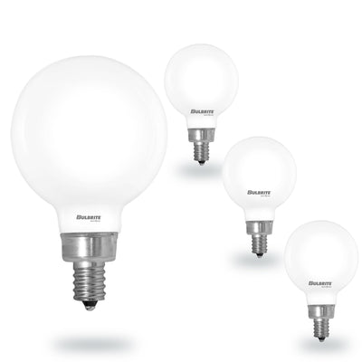 Warm Dims G16 5W Dimmable Milky Filament LED Light Bulb with E12 Base, 3000K-1800K, 500 Lumens, 4-Pack