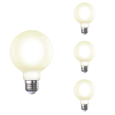 G25 8.5W Dimmable Milky Filament LED Light Bulb with E26 Base, 2700K, 800 Lumens, 4-Pack