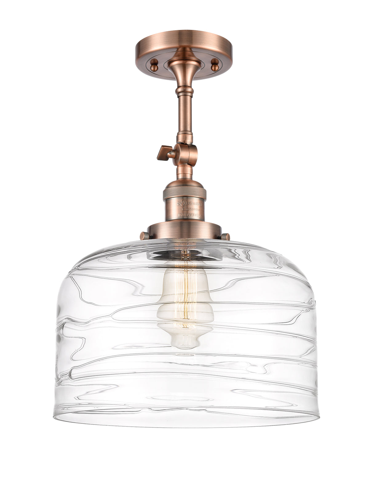 Bell 12-Inch 1-Light Semi-Flush Mount with LED Bulb 16.5-Inch High Sloped-Ceiling Compatible