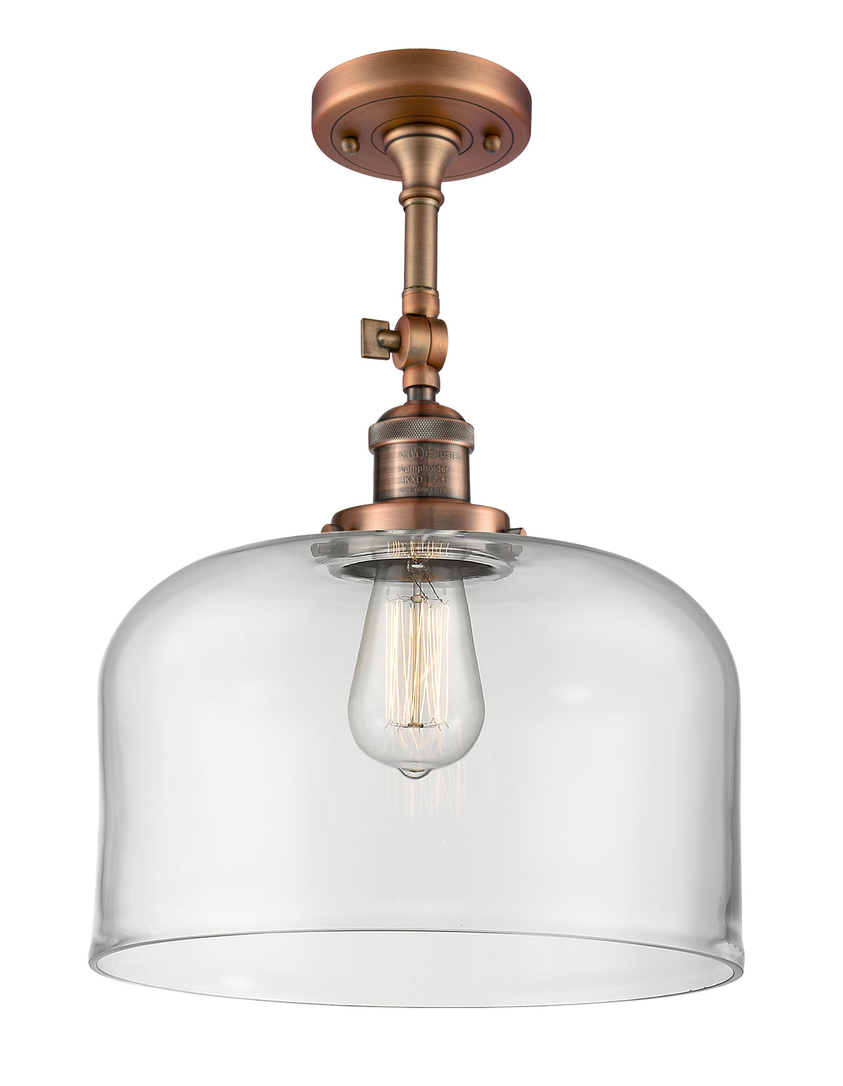 Bell 12-Inch 1-Light Semi-Flush Mount 16.5-Inch High