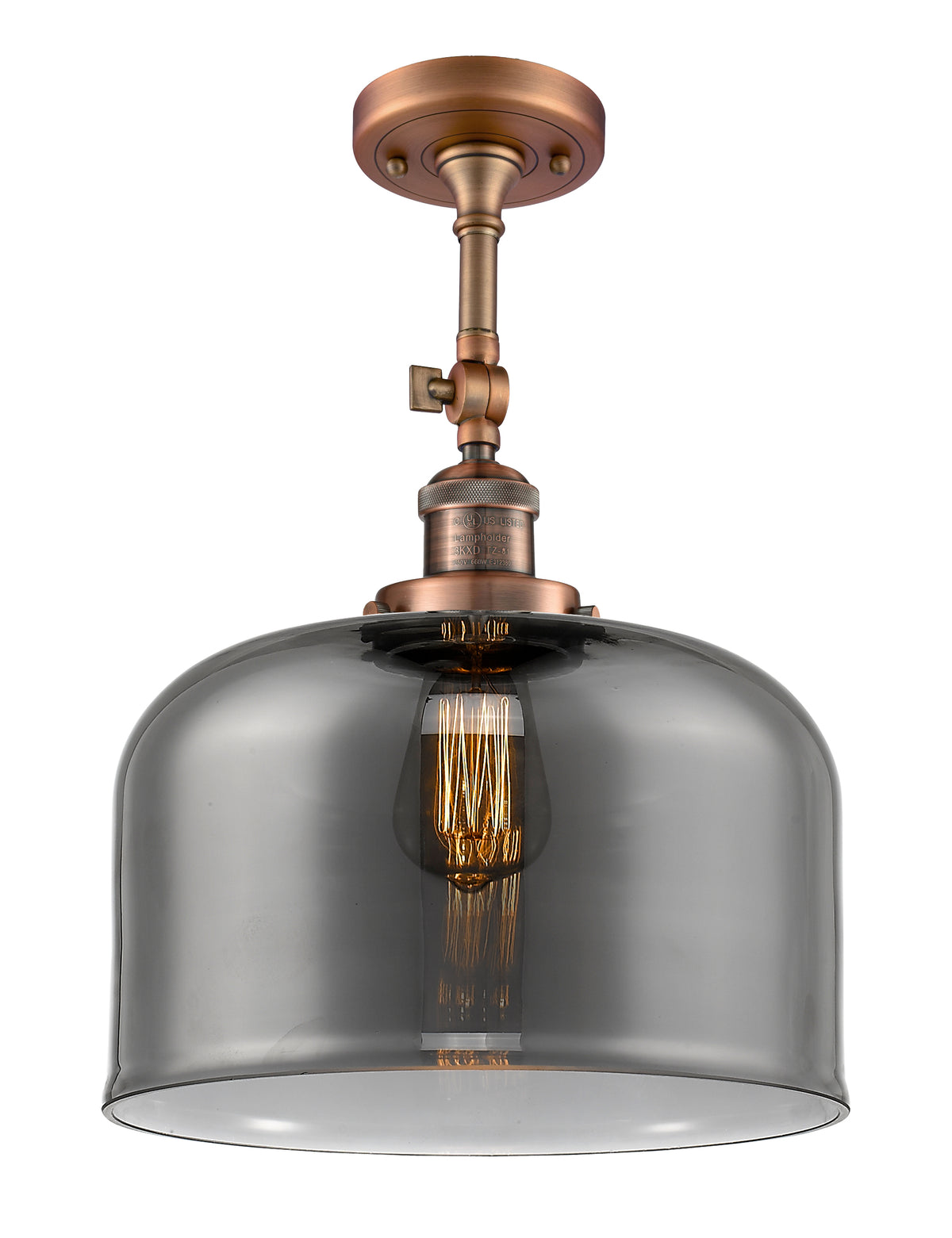 Bell 12-Inch 1-Light Semi-Flush Mount with LED Bulb 16.5-Inch High
