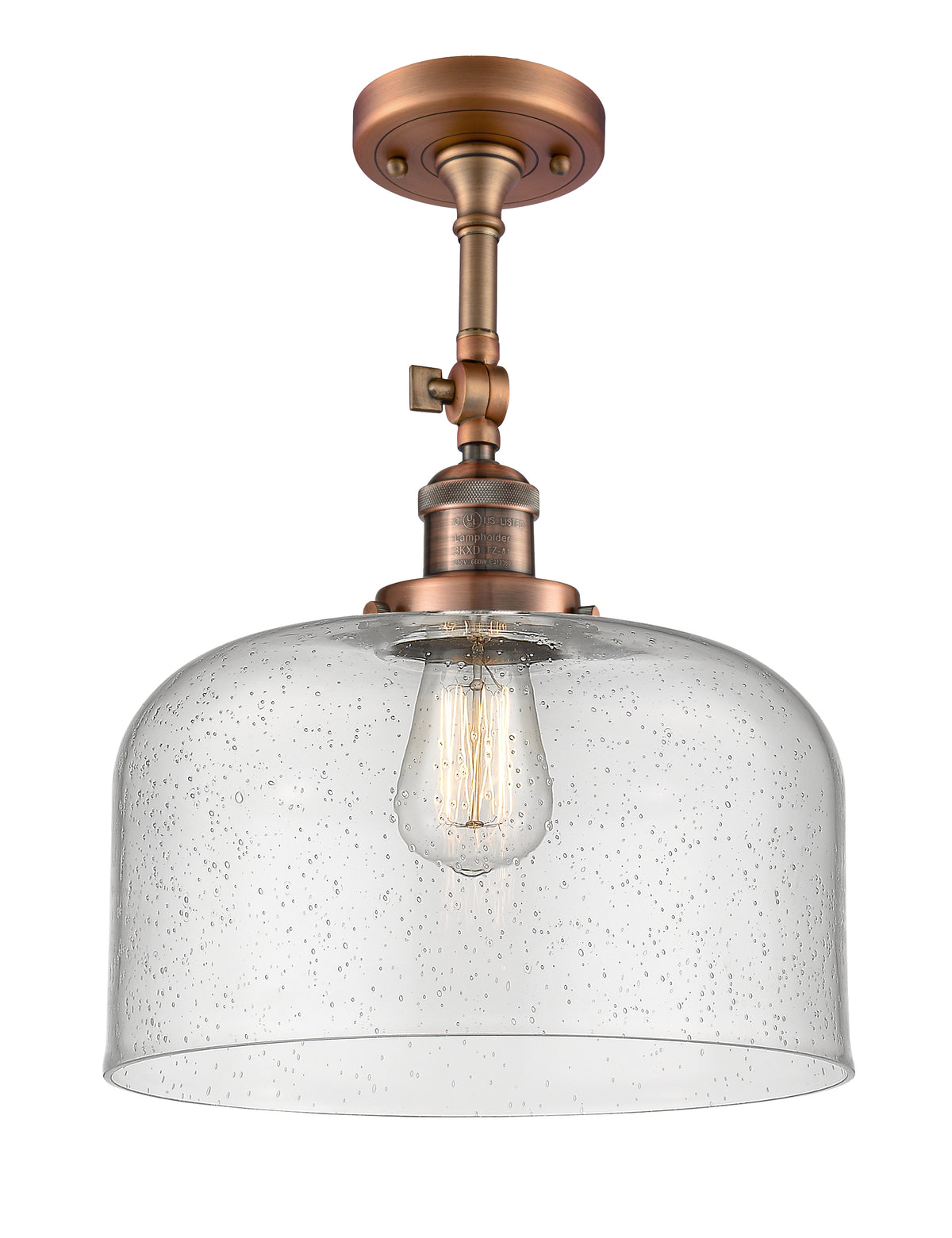 Bell 12-Inch 1-Light Semi-Flush Mount with LED Bulb 16.5-Inch High