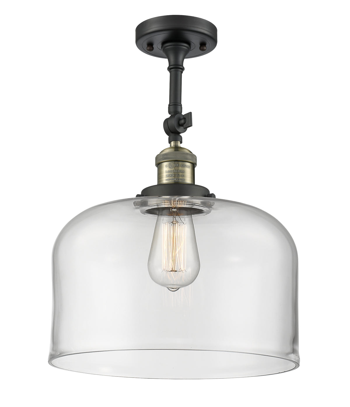Bell 12-Inch 1-Light Semi-Flush Mount with LED Bulb 16.5-Inch High