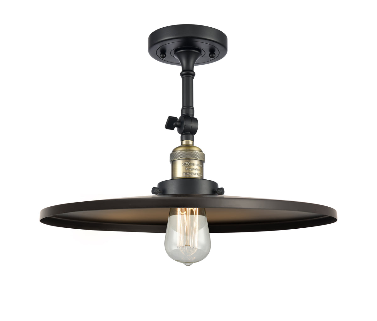 Railroad 16-Inch 1-Light Semi-Flush Mount 10.75-Inch High