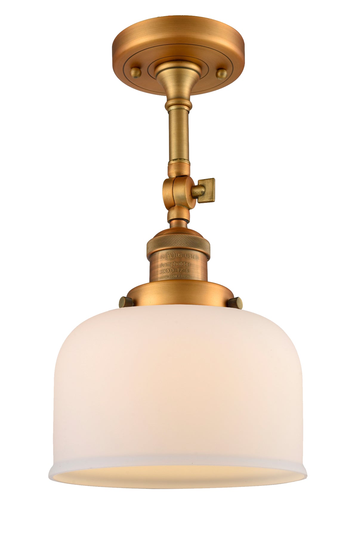 Bell 8-Inch 1-Light Semi-Flush Mount with LED Bulb 14.5-Inch High Sloped-Ceiling Compatible