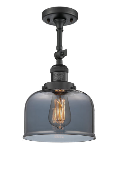 Bell 8-Inch 1-Light Semi-Flush Mount with LED Bulb 14.5-Inch High Sloped-Ceiling Compatible