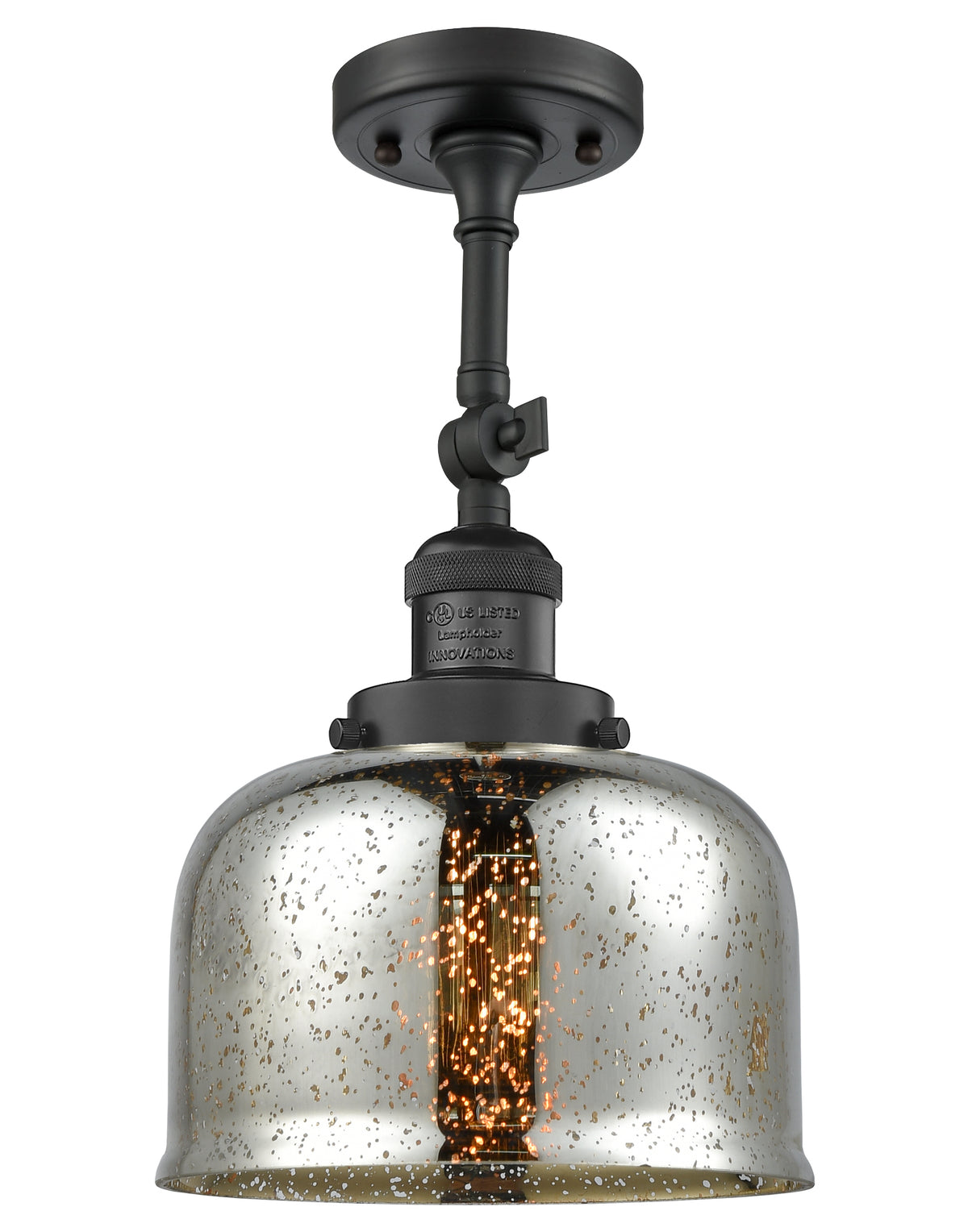 Bell 8-Inch 1-Light Semi-Flush Mount with LED Bulb 14.5-Inch High Sloped-Ceiling Compatible