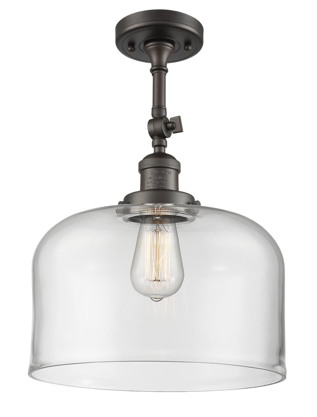 Bell 12-Inch 1-Light Semi-Flush Mount 16.5-Inch High